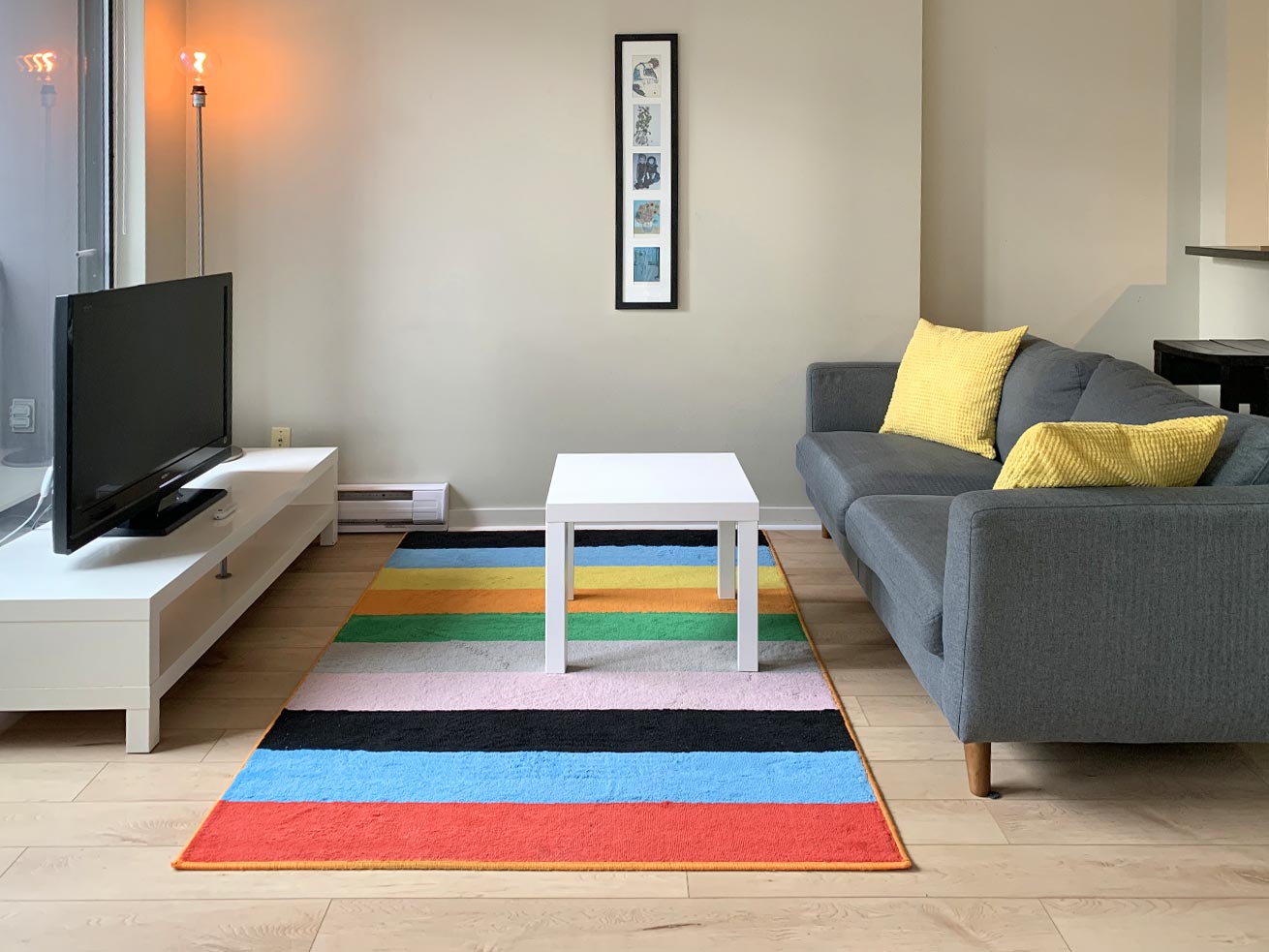 Oscar studio 1 coffee table and sofa Vancouver condo rentals oscar studio coffee table sofa